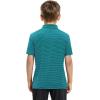 imageBoys Polo Shirts Short Sleeve Striped Performance Moisture Wicking Dry Fit Golf Shirts for Boys Youth KidsTurquoise Stripe