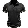imageMens Casual Long Sleeve Polo Shirts Collared Button Cotton TShirt Classic Stylish Golf Shirt with PocketBlack315