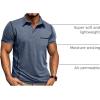 imageMens Casual Long Sleeve Polo Shirts Collared Button Cotton TShirt Classic Stylish Golf Shirt with PocketDarkblue315