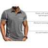 imageMens Casual Long Sleeve Polo Shirts Collared Button Cotton TShirt Classic Stylish Golf Shirt with PocketDarkgrey315