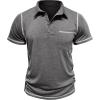 imageMens Casual Long Sleeve Polo Shirts Collared Button Cotton TShirt Classic Stylish Golf Shirt with PocketDarkgrey315