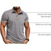 imageMens Casual Long Sleeve Polo Shirts Collared Button Cotton TShirt Classic Stylish Golf Shirt with PocketGrey315