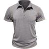 imageMens Casual Long Sleeve Polo Shirts Collared Button Cotton TShirt Classic Stylish Golf Shirt with PocketGrey315
