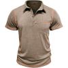 imageMens Casual Long Sleeve Polo Shirts Collared Button Cotton TShirt Classic Stylish Golf Shirt with PocketKhaki315