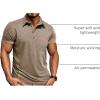 imageMens Casual Long Sleeve Polo Shirts Collared Button Cotton TShirt Classic Stylish Golf Shirt with PocketKhaki315