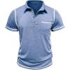 imageMens Casual Long Sleeve Polo Shirts Collared Button Cotton TShirt Classic Stylish Golf Shirt with PocketLightblue315