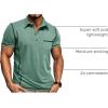 imageMens Casual Long Sleeve Polo Shirts Collared Button Cotton TShirt Classic Stylish Golf Shirt with PocketLightgreen315