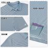 imageMens Golf Polo Shirt Moisture Wicking Dry Fit Performance Athletic Short Sleeve Striped Golf Shirts for MenAqua Navy Stripe