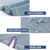 imageMens Golf Polo Shirt Moisture Wicking Dry Fit Performance Athletic Short Sleeve Striped Golf Shirts for MenAqua Navy Stripe