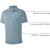 imageMens Golf Polo Shirt Moisture Wicking Dry Fit Performance Athletic Short Sleeve Striped Golf Shirts for MenAqua Navy Stripe