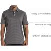 imageMens Golf Polo Shirt Moisture Wicking Dry Fit Performance Athletic Short Sleeve Striped Golf Shirts for MenBlack Stripe
