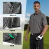 imageMens Golf Polo Shirt Moisture Wicking Dry Fit Performance Athletic Short Sleeve Striped Golf Shirts for MenBlack Stripe