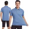 imageMens Golf Polo Shirt Moisture Wicking Dry Fit Performance Athletic Short Sleeve Striped Golf Shirts for MenBlue Denim Stripe