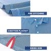 imageMens Golf Polo Shirt Moisture Wicking Dry Fit Performance Athletic Short Sleeve Striped Golf Shirts for MenBlue Denim Stripe