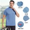 imageMens Golf Polo Shirt Moisture Wicking Dry Fit Performance Athletic Short Sleeve Striped Golf Shirts for MenBlue Denim Stripe
