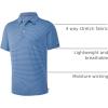 imageMens Golf Polo Shirt Moisture Wicking Dry Fit Performance Athletic Short Sleeve Striped Golf Shirts for MenBlue Denim Stripe