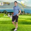 imageMens Golf Polo Shirt Moisture Wicking Dry Fit Performance Athletic Short Sleeve Striped Golf Shirts for MenBlue Denim Stripe