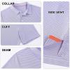 imageMens Golf Polo Shirt Moisture Wicking Dry Fit Performance Athletic Short Sleeve Striped Golf Shirts for MenBluishpurple Grey Stripe