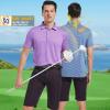 imageMens Golf Polo Shirt Moisture Wicking Dry Fit Performance Athletic Short Sleeve Striped Golf Shirts for MenBluishpurple Grey Stripe