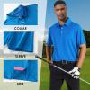imageMens Golf Polo Shirt Moisture Wicking Dry Fit Performance Athletic Short Sleeve Striped Golf Shirts for MenCobalt Stripe