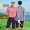 imageMens Golf Polo Shirt Moisture Wicking Dry Fit Performance Athletic Short Sleeve Striped Golf Shirts for MenCobalt Stripe