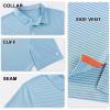 imageMens Golf Polo Shirt Moisture Wicking Dry Fit Performance Athletic Short Sleeve Striped Golf Shirts for MenGreen Ash Stripe