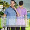 imageMens Golf Polo Shirt Moisture Wicking Dry Fit Performance Athletic Short Sleeve Striped Golf Shirts for MenGrey White Stripe