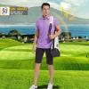 imageMens Golf Polo Shirt Moisture Wicking Dry Fit Performance Athletic Short Sleeve Striped Golf Shirts for MenLilac Stripe
