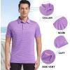 imageMens Golf Polo Shirt Moisture Wicking Dry Fit Performance Athletic Short Sleeve Striped Golf Shirts for MenLilac Stripe