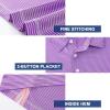 imageMens Golf Polo Shirt Moisture Wicking Dry Fit Performance Athletic Short Sleeve Striped Golf Shirts for MenLilac Stripe