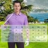 imageMens Golf Polo Shirt Moisture Wicking Dry Fit Performance Athletic Short Sleeve Striped Golf Shirts for MenLilac Stripe