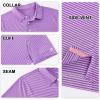 imageMens Golf Polo Shirt Moisture Wicking Dry Fit Performance Athletic Short Sleeve Striped Golf Shirts for MenLilac Stripe