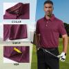 imageMens Golf Polo Shirt Moisture Wicking Dry Fit Performance Athletic Short Sleeve Striped Golf Shirts for MenMaroon Stripe