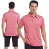 imageMens Golf Polo Shirt Moisture Wicking Dry Fit Performance Athletic Short Sleeve Striped Golf Shirts for MenOrange Rose Stripe