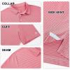 imageMens Golf Polo Shirt Moisture Wicking Dry Fit Performance Athletic Short Sleeve Striped Golf Shirts for MenOrange Rose Stripe