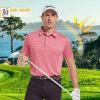 imageMens Golf Polo Shirt Moisture Wicking Dry Fit Performance Athletic Short Sleeve Striped Golf Shirts for MenOrange Rose Stripe