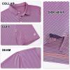 imageMens Golf Polo Shirt Moisture Wicking Dry Fit Performance Athletic Short Sleeve Striped Golf Shirts for MenPink Blue Stripe