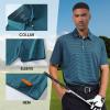 imageMens Golf Polo Shirt Moisture Wicking Dry Fit Performance Athletic Short Sleeve Striped Golf Shirts for MenTurquoise Stripe
