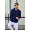 imageMens Knit Polo Shirts Long Sleeve Casual Classic Polo Shirt Collared Ribbed Textured Pullover SweaterDarkgrey