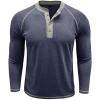 imageMens Long Sleeve Henley Shirts Casual Button TShirt Classic Cotton Lightweight Tees Stylish Pullover TopsDarkblue