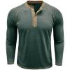 imageMens Long Sleeve Henley Shirts Casual Button TShirt Classic Cotton Lightweight Tees Stylish Pullover TopsGreen
