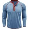 imageMens Long Sleeve Henley Shirts Casual Button TShirt Classic Cotton Lightweight Tees Stylish Pullover TopsLightblue