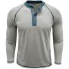 imageMens Long Sleeve Henley Shirts Casual Button TShirt Classic Cotton Lightweight Tees Stylish Pullover TopsLightgrey