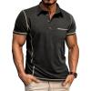 imageMens Casual Long Sleeve Polo Shirts Collared Button Cotton TShirt Classic Stylish Golf Shirt with PocketBlack315