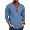 imageMens Long Sleeve Henley Shirts Casual Button TShirt Classic Cotton Lightweight Tees Stylish Pullover TopsLightblue