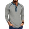 imageMens Long Sleeve Henley Shirts Casual Button TShirt Classic Cotton Lightweight Tees Stylish Pullover TopsLightgrey