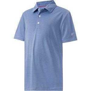 imageBoys Polo Shirts Short Sleeve Striped Performance Moisture Wicking Dry Fit Golf Shirts for Boys Youth KidsBlue Denim Stripe