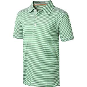 imageBoys Polo Shirts Short Sleeve Striped Performance Moisture Wicking Dry Fit Golf Shirts for Boys Youth KidsEnerald Stripe