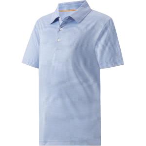 imageBoys Polo Shirts Short Sleeve Striped Performance Moisture Wicking Dry Fit Golf Shirts for Boys Youth KidsOrange Blue Ash Stripe