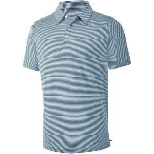 imageMens Golf Polo Shirt Moisture Wicking Dry Fit Performance Athletic Short Sleeve Striped Golf Shirts for MenAqua Navy Stripe
